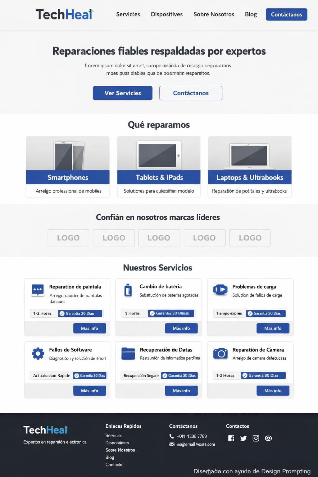 TechHeal — vista previa del theme