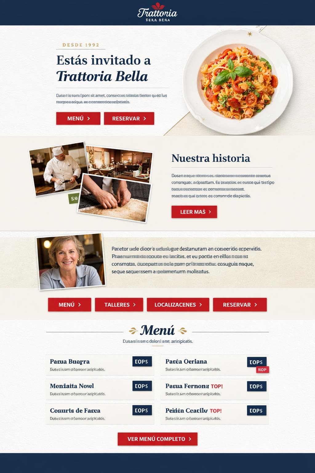 Trattoria Bella &mdash; vista previa del theme