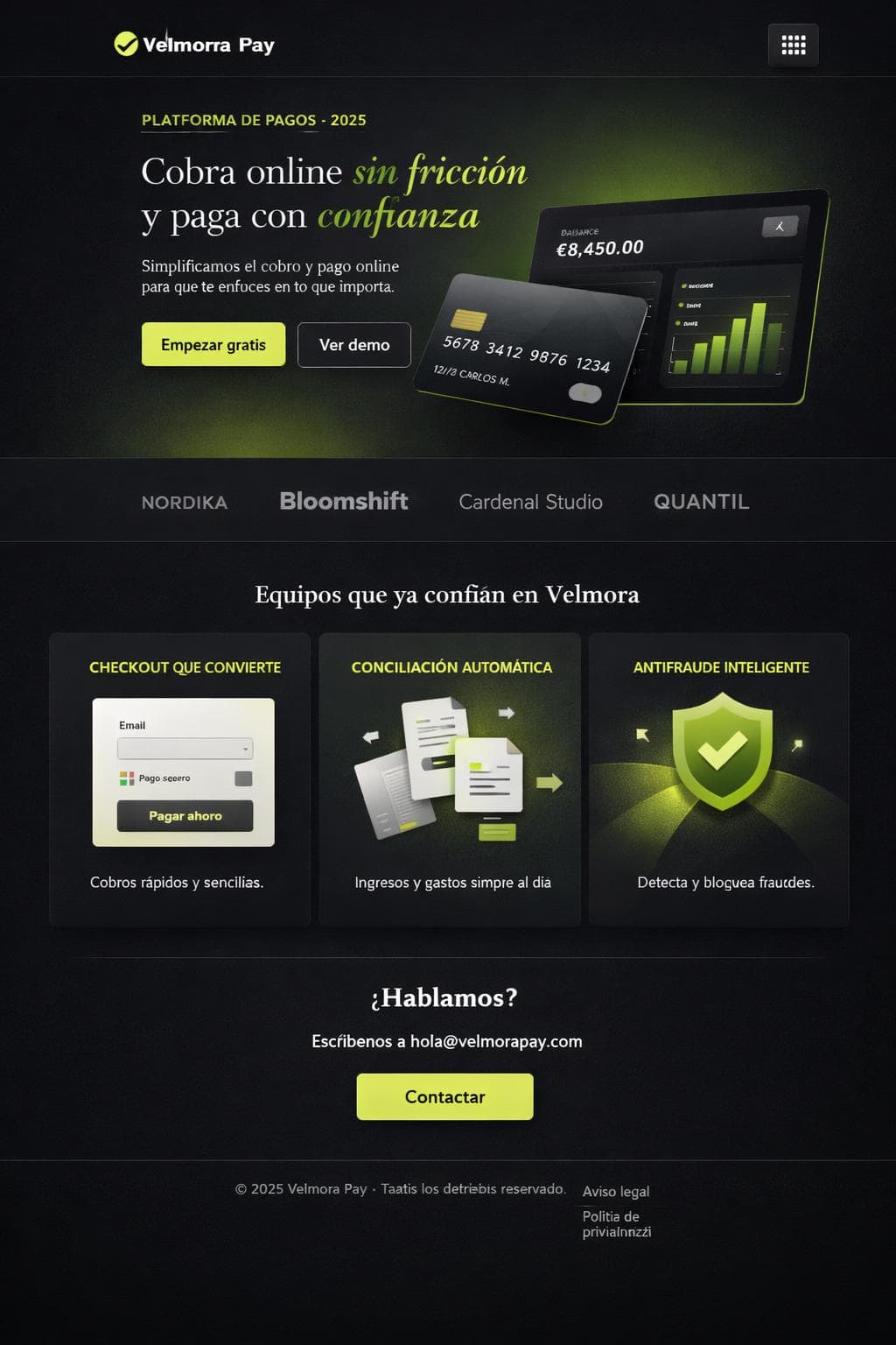 Velmora Pay &mdash; vista previa del theme