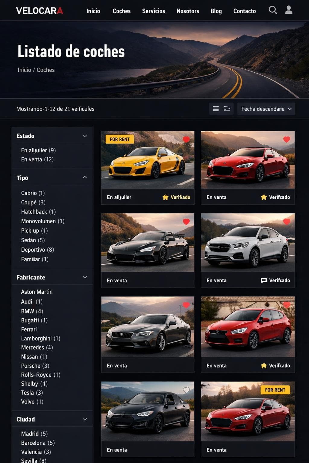 Velocara Motors — vista previa del theme