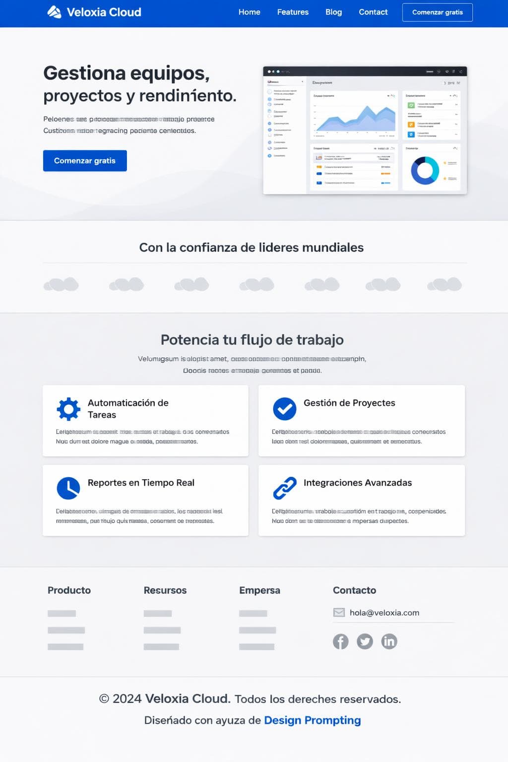 Veloxia Cloud — vista previa del theme