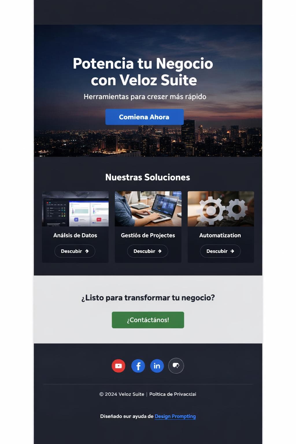 Veloz Suite — vista previa del theme